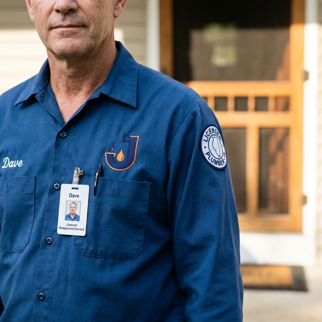 Licensed plumber showing ID badge in Nassau, NY
