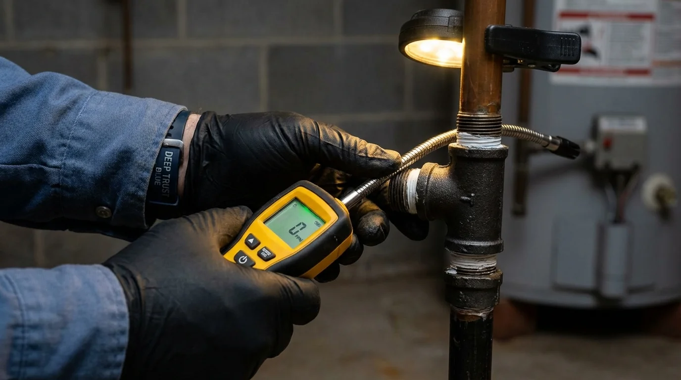 Gas leak detection with electronic sniffer by Johns Plumbing LLC in Nassau