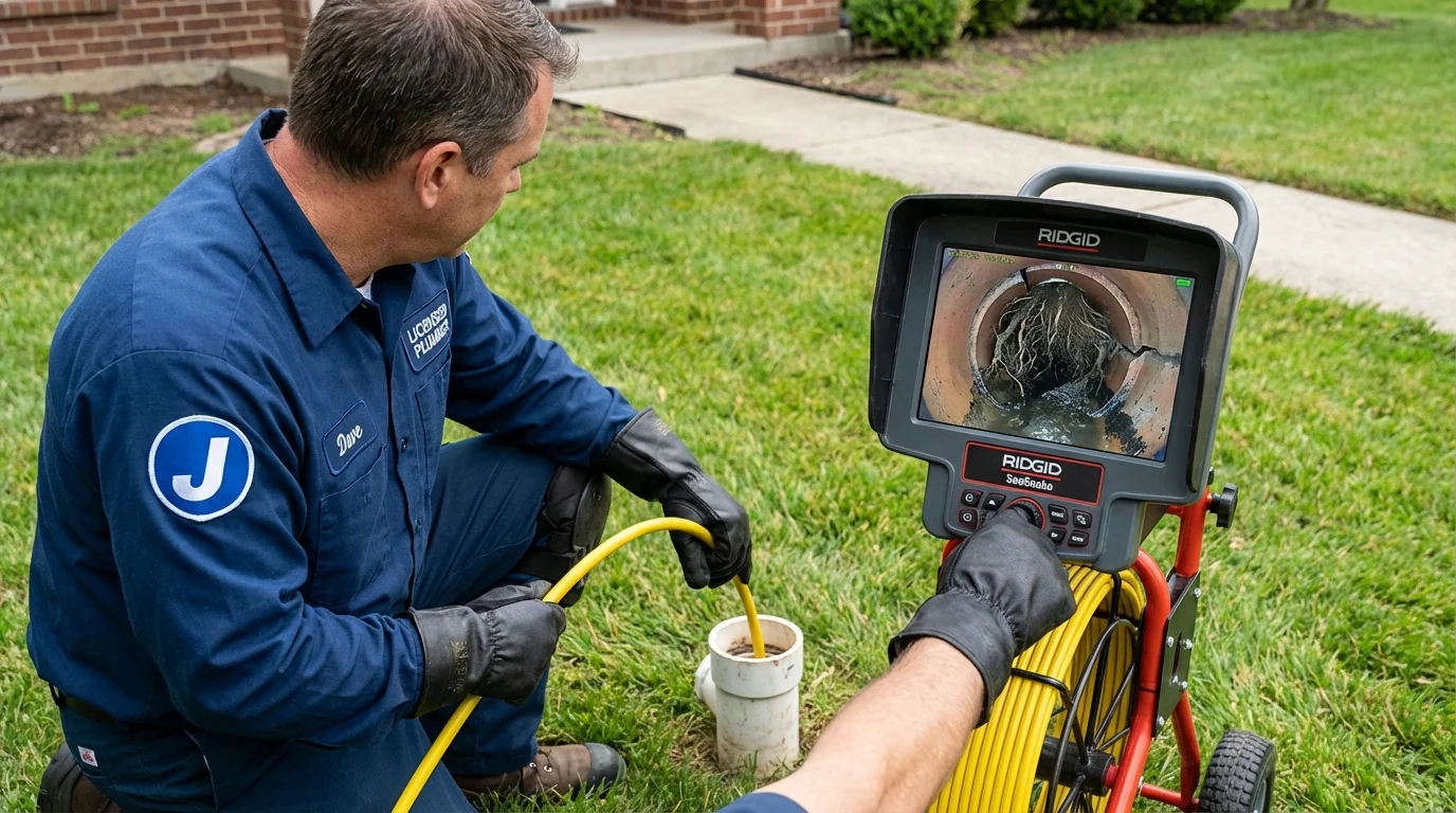 Sewer camera inspection being performed by Johns Plumbing LLC in Nassau